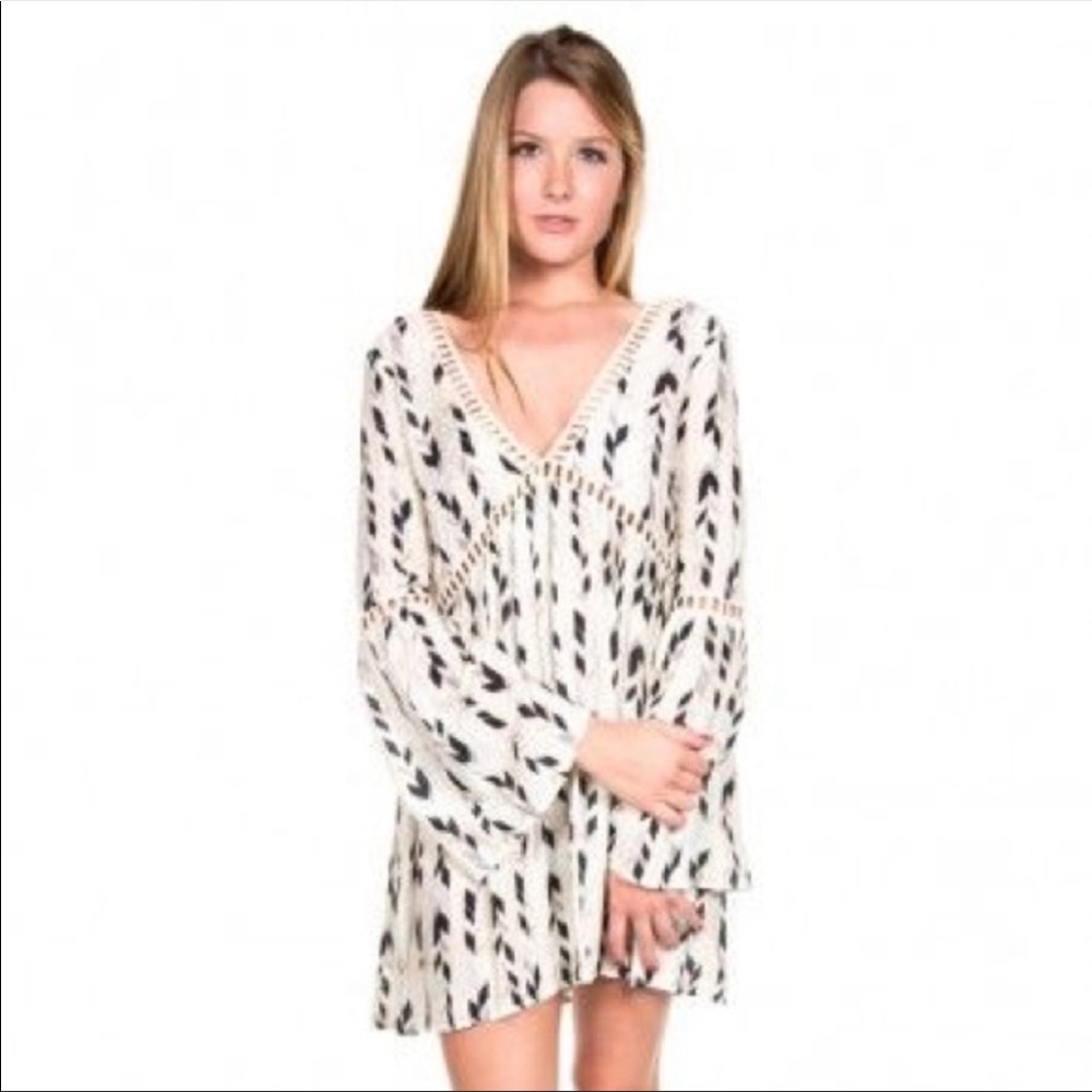 PPLA dress w/ tie in back + bell sleeves